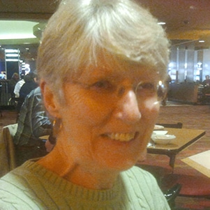 Happy meditator Elke