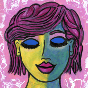 An artistic rendering of a woman, could be a meditator
