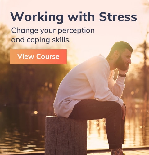 Image of a man considering his stress levels, pondering whether to take a course on meditation and stress management