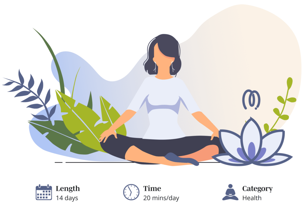 Image of a woman in meditation posture, ready to take a course on Mind Body health